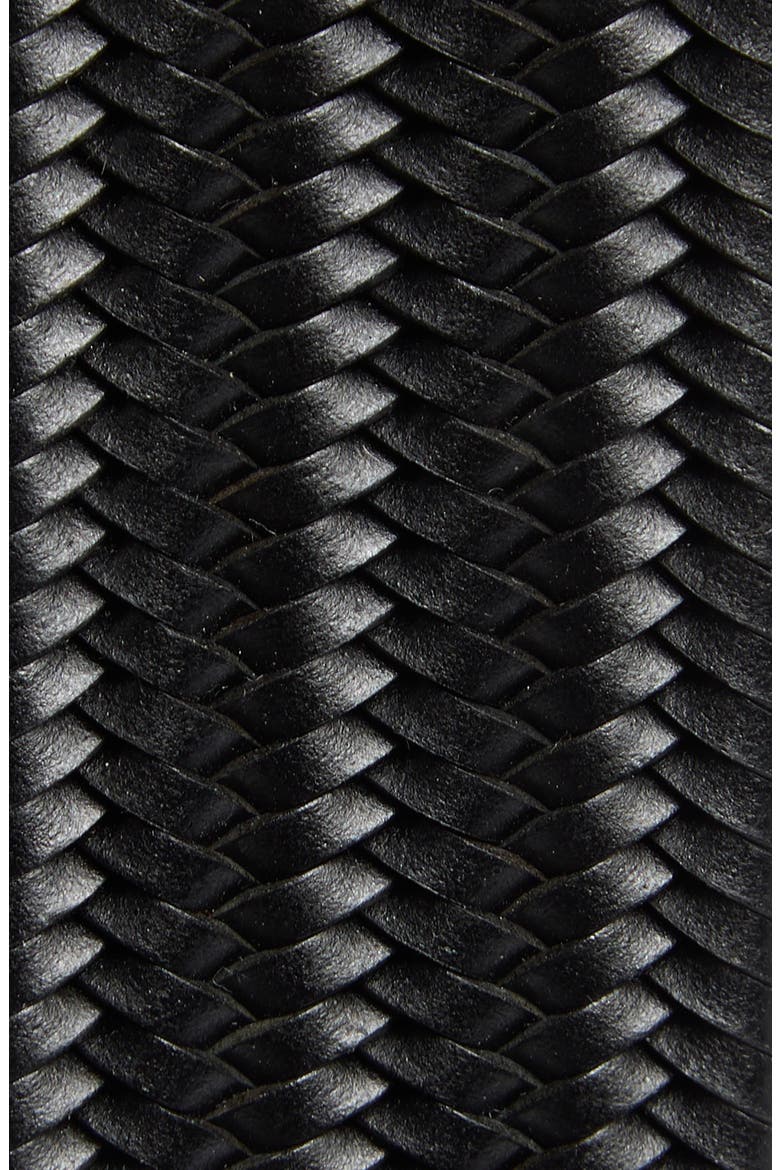Braided Stretch Leather Belt, Alternate, color, BLACK