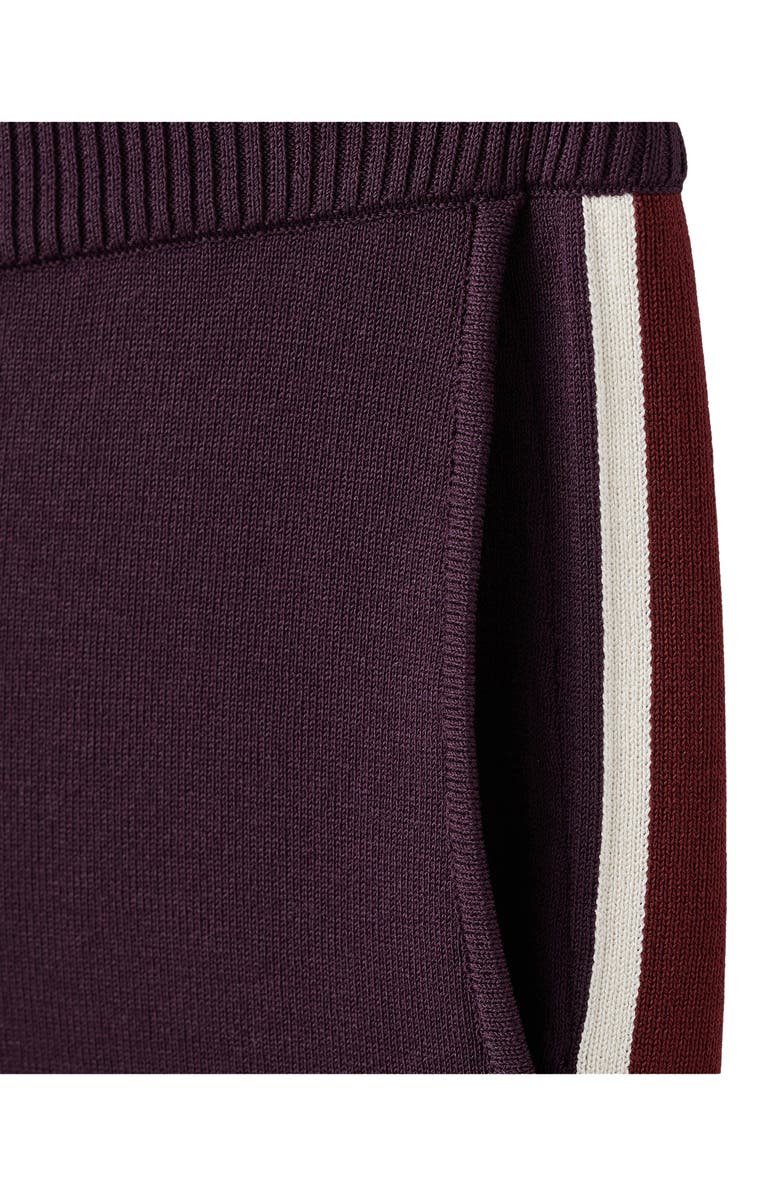 MANGO Contrast Stripe Knit Pants, Alternate, color, Wine
