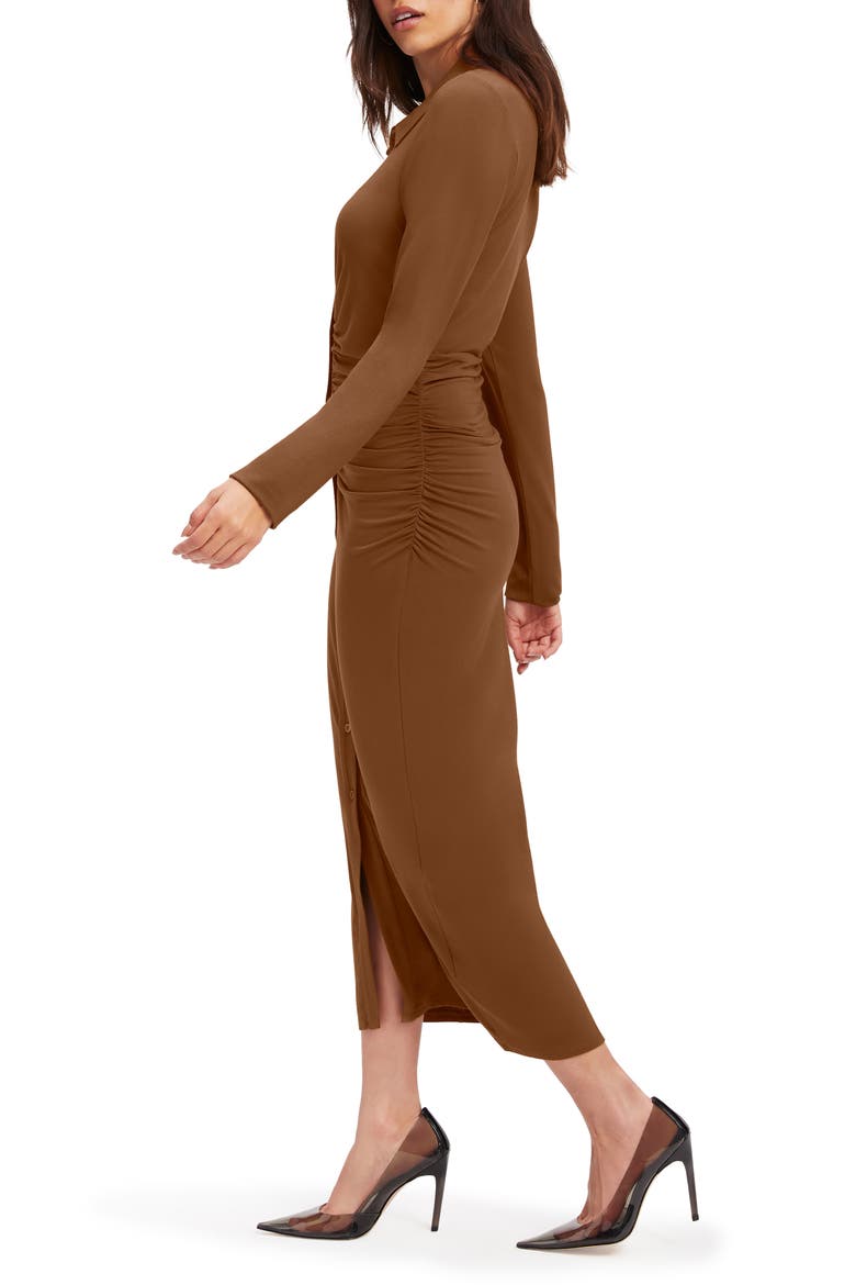 Good Touch Button Front Midi Dress, Alternate, color, BURNT CARAMEL002
