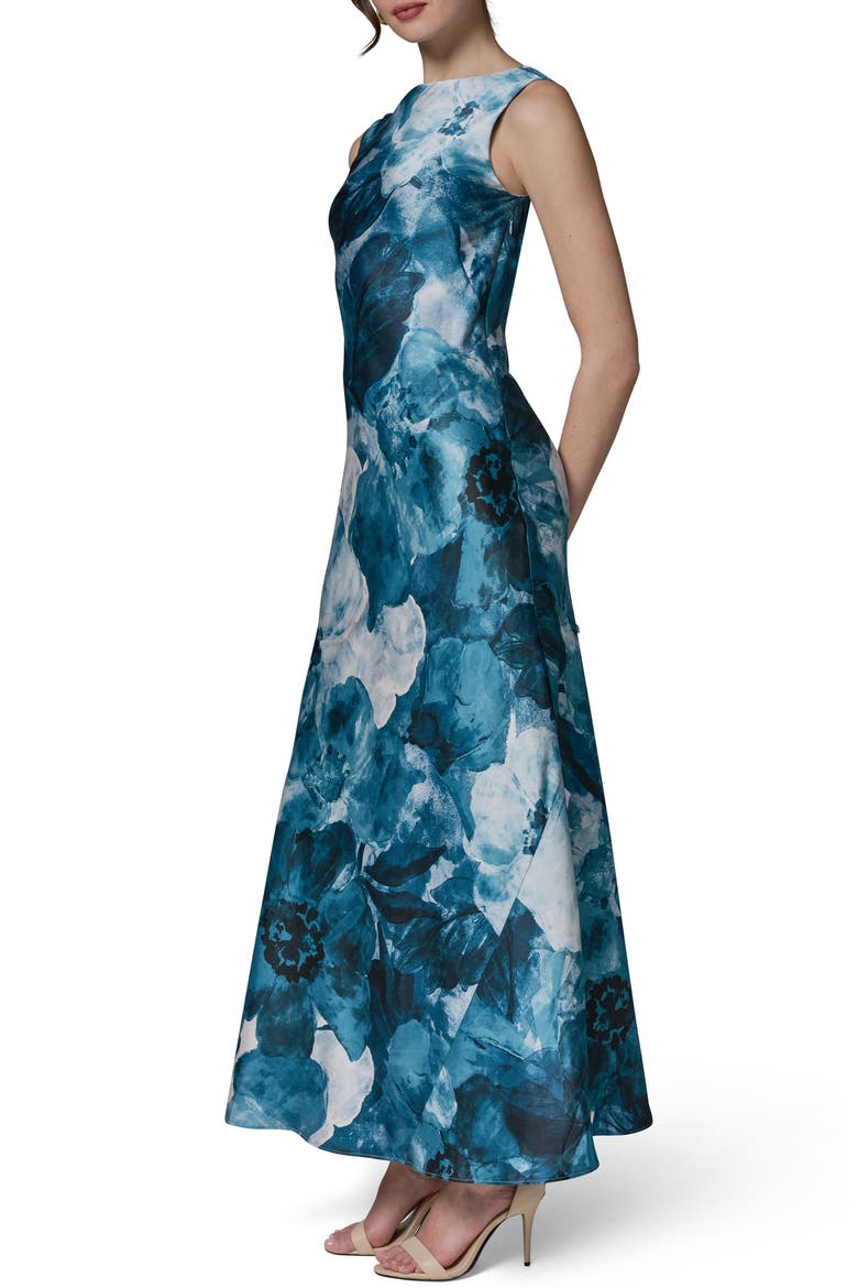 Abstract Floral Cowl Back Gown, Alternate, color, NIGHTFLL MULTI