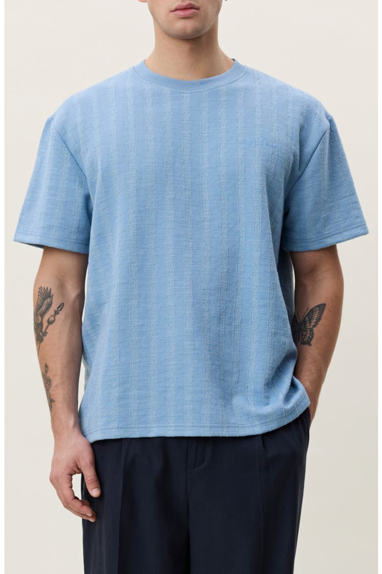 Stripe Jacquard T-Shirt, Main, color, FADED DENIM BLUE