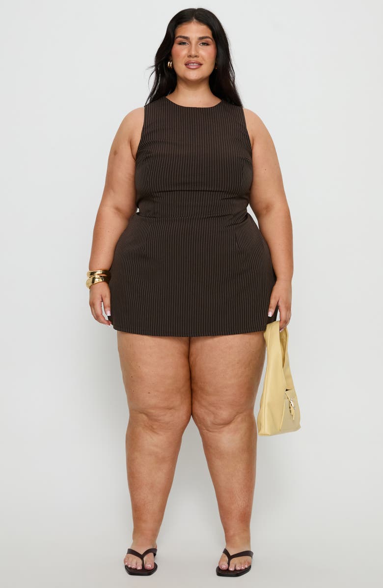 Princess Polly Yumiko Stripe Organic Cotton Romper, Alternate, color, Brown Stripe