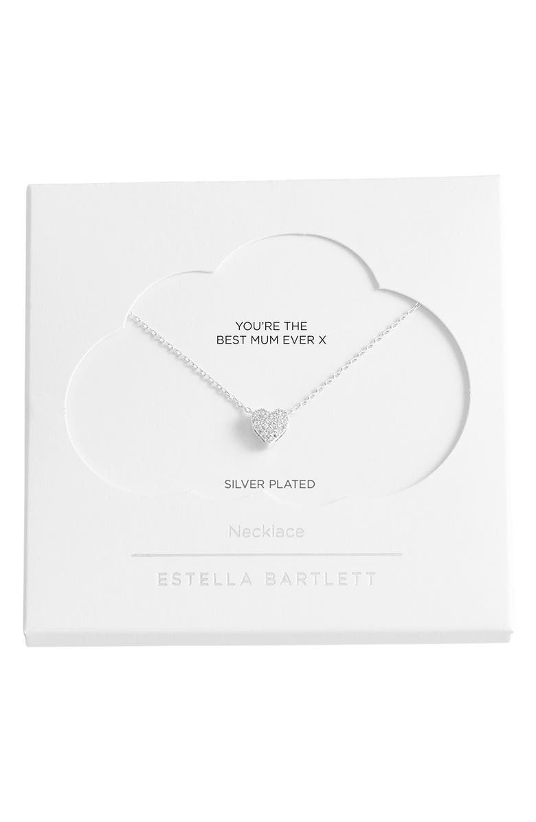 Estella Bartlett Pavé Cubic Zirconia Heart Slider Charm Necklace, Main, color, 
