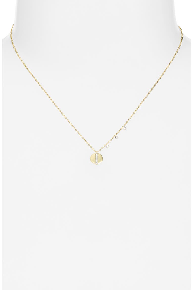 14k Gold Diamond Disc Pendant Necklace, Alternate, color, YELLOW GOLD