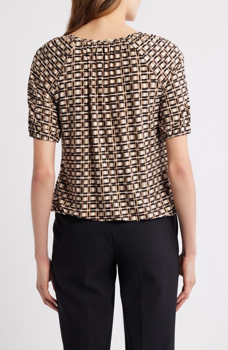 AK ANNE KLEIN Keyhole Peasant Top, Alternate, color, Anne Black/ Latte