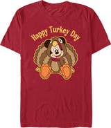 Mickey & Friends Men's Happy Turkey Day Short Sleeve Graphic T-Shirt