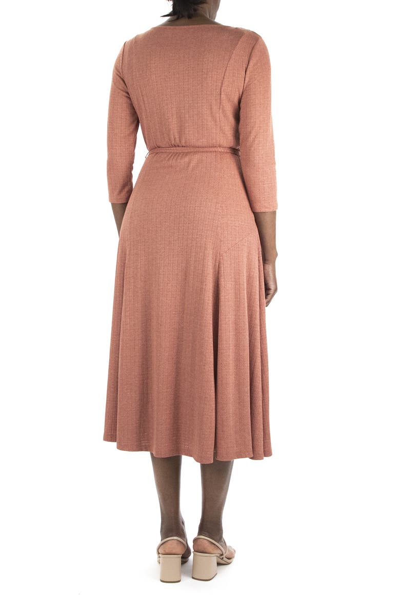 Nina Leonard Sylvia Belted Knit Midi Dress, Alternate, color, Rust