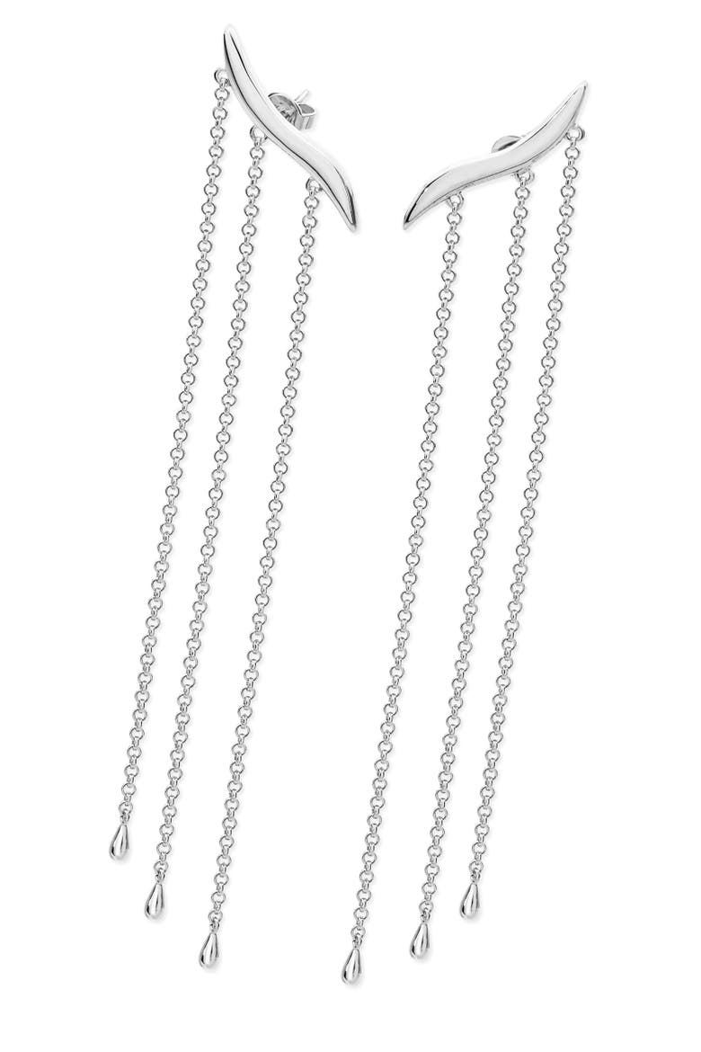 Long Waterfall Earrings, Main, color, Sterling Silver