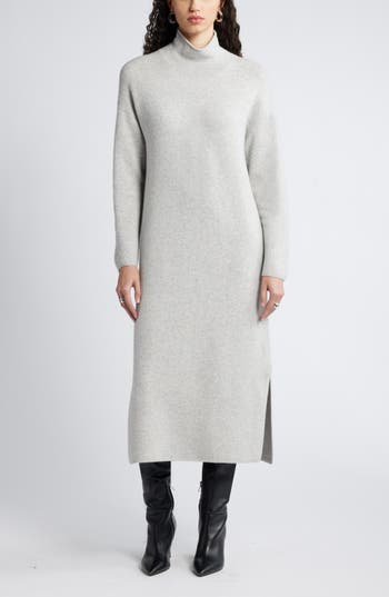 NORDSTROM NORDSTROM MOCK NECK LONG SLEEVE WOOL & CASHMERE BLEND SWEATER DRESS 