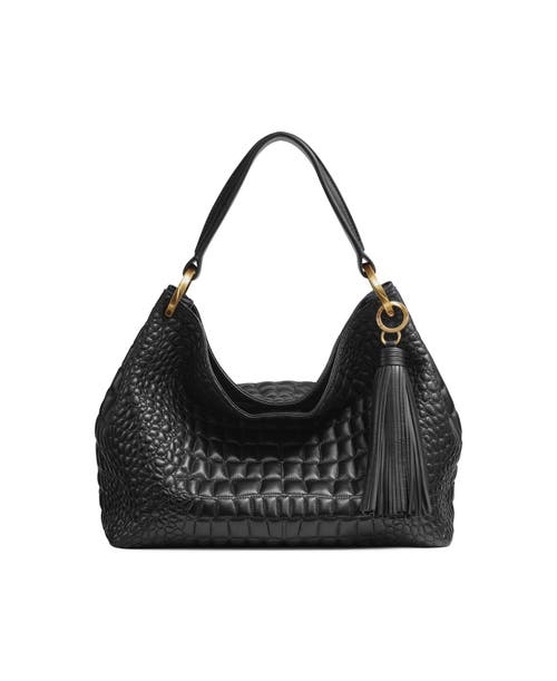 Donna Karan New York Glenwood Quilted Croc Shoulder in Blk/gold at Nordstrom