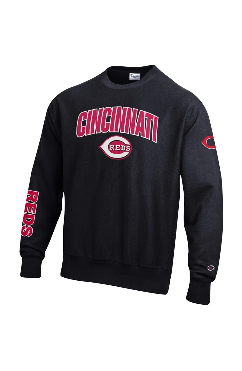 Champion Men's Champion  Black Cincinnati Reds Reverse Weave Chenille Sweatshirt, Alternate, color, Black