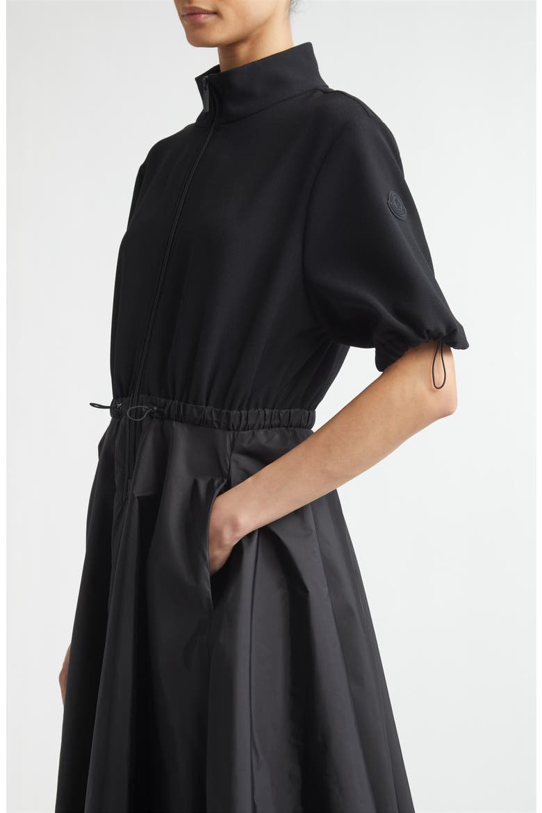 Mixed Media Technical Midi Shirtdress, Alternate, color, BLACK