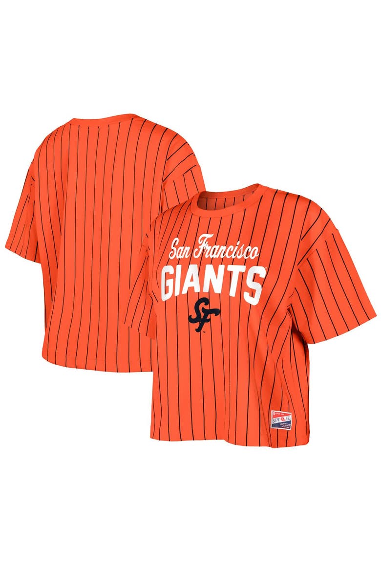 Women's New Era  Orange San Francisco Giants 2025 City Connect Boxy Pinstripe T-Shirt, Alternate, color, Orange