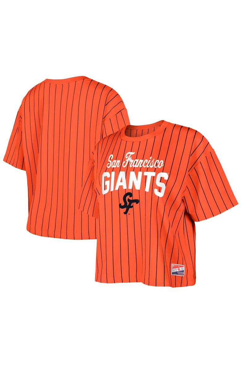 New Era Women's New Era Orange San Francisco Giants 2025 City Connect Boxy Pinstripe T-Shirt, Alternate, color, Orange