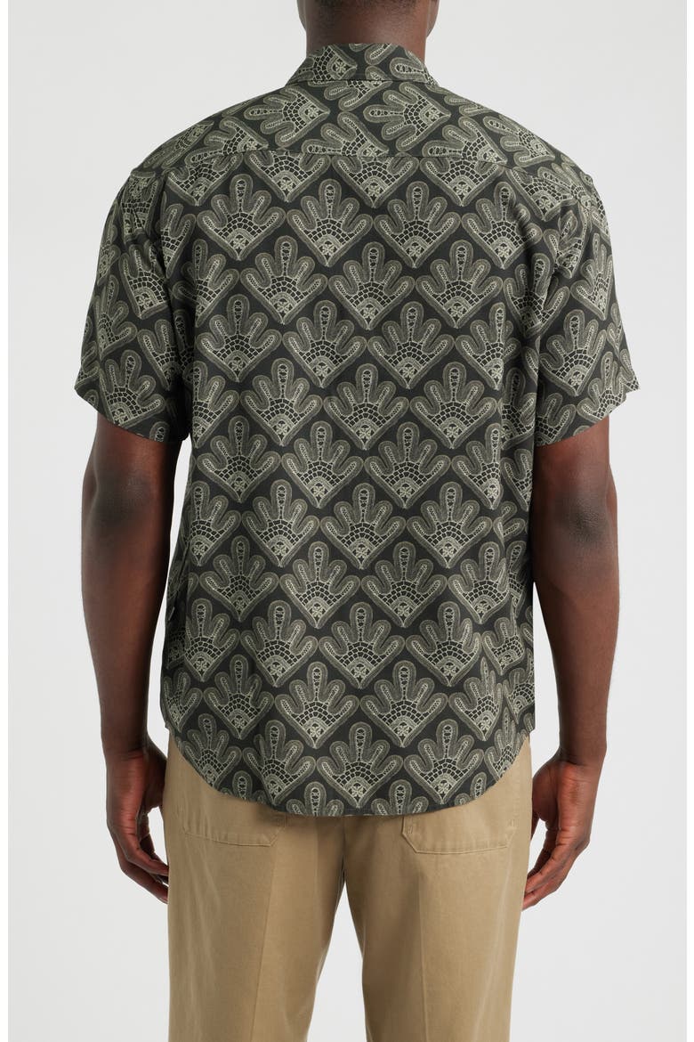 Deon 50055 Abstract Print Short Sleeve Button-Up Shirt, Alternate, color, DARK ARMY
