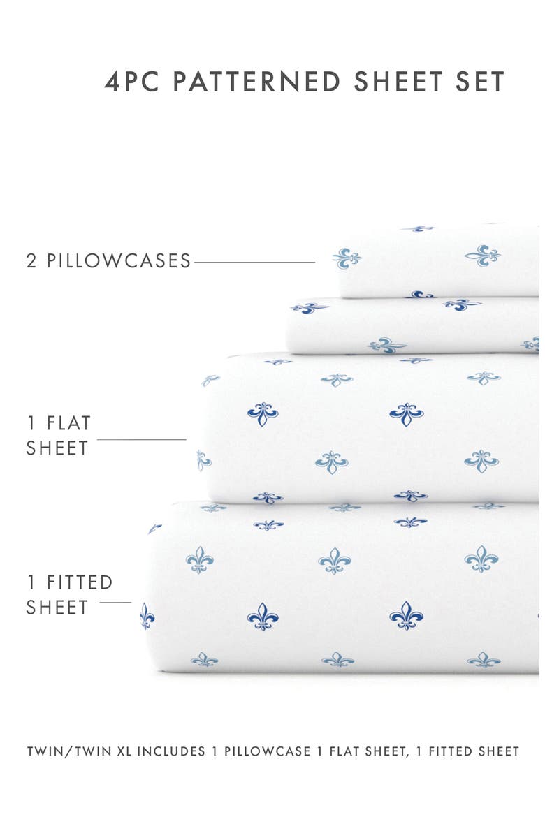 Premium Ultra Burst of Vines Pattern 4-Piece Bed Sheets Set, Alternate, color, NAVY LILY