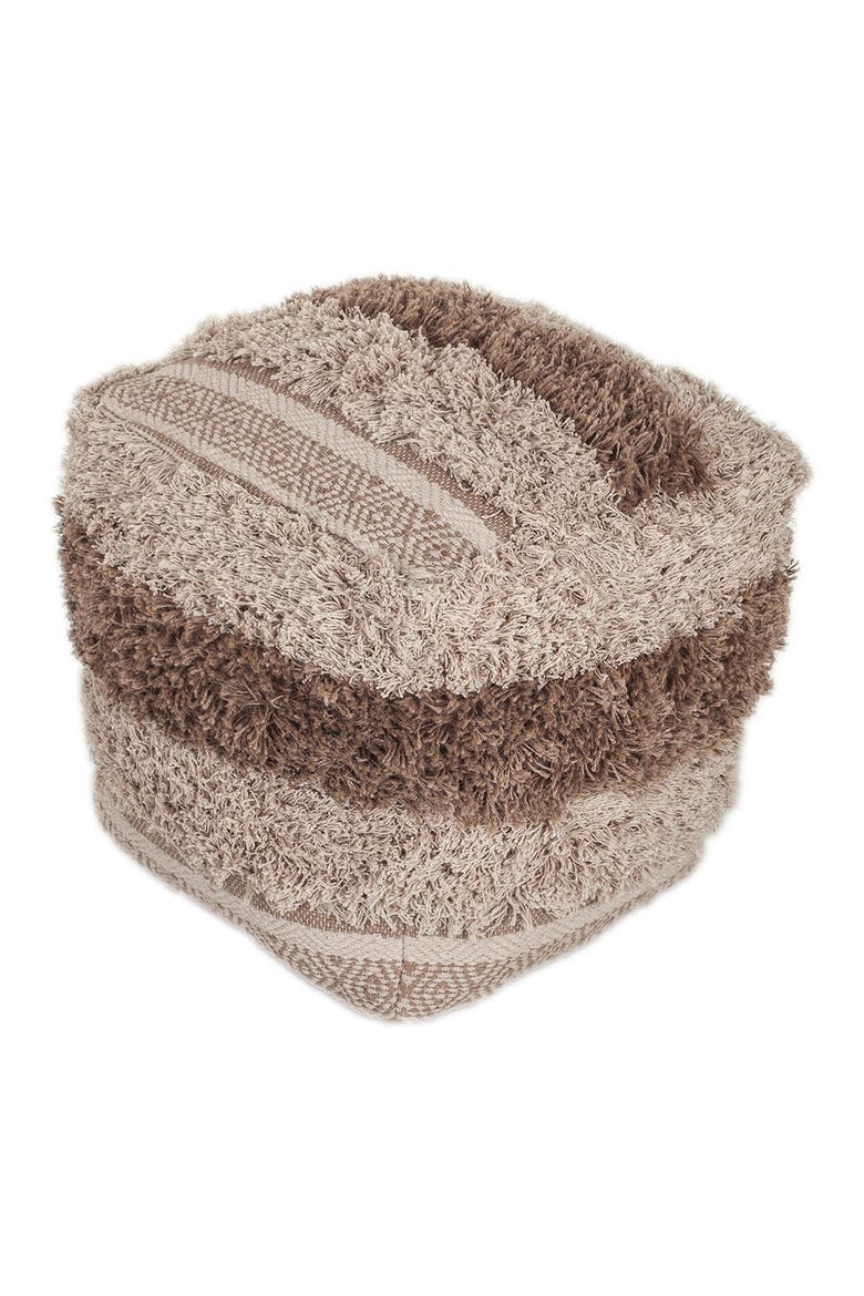 Iliya Transitional Beige Pouf, Main, color, BEIGE