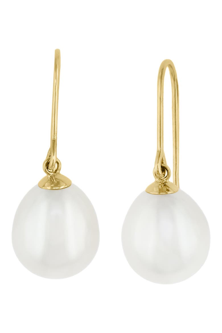 14K Gold Cultured Pearl Drop Earrings, Main, color, WHITE