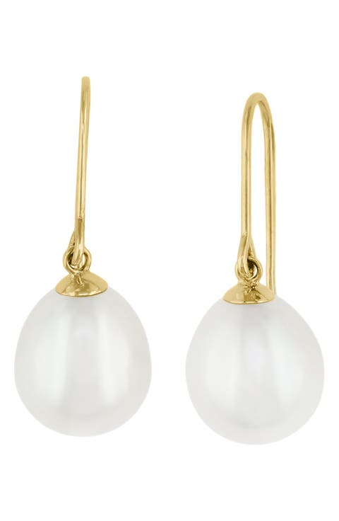 14K Gold Cultured Pearl Drop Earrings