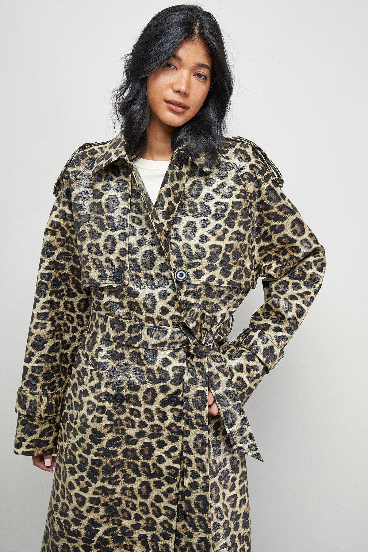 Leopard Print Trench Coat - image 2
