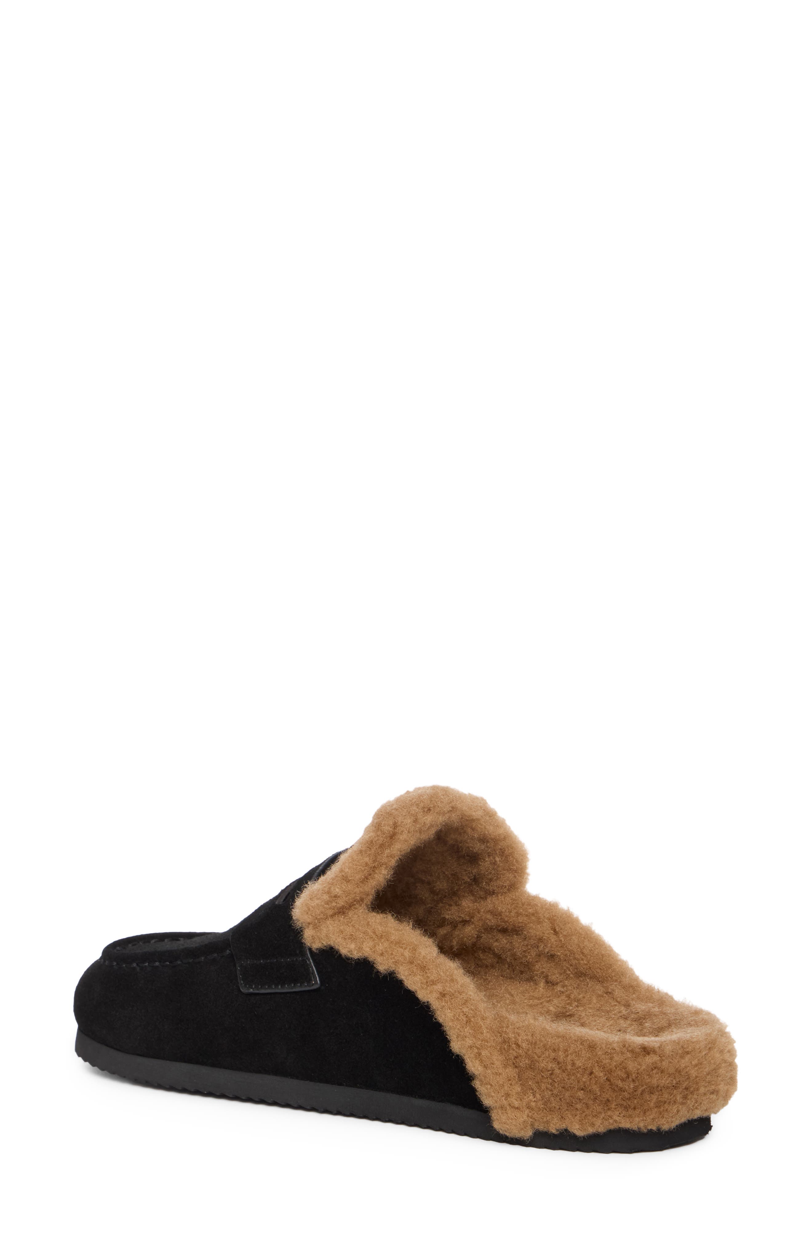 Wynn Faux Fur Lined Flat Mule, Alternate, color, BLACK