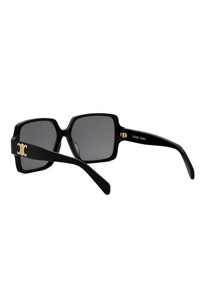 Triomphe 60mm Square Sunglasses, Alternate, color, SHINY BLACK / SMOKE