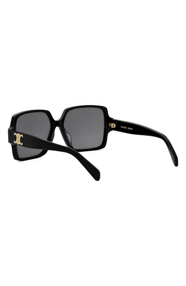CELINE Triomphe 60mm Square Sunglasses, Alternate, color, Shiny Black / Smoke