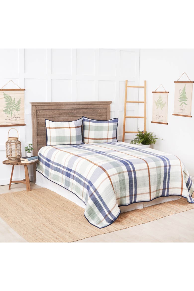 Cypress Plaid Coverlet Set, Main, color, Blue