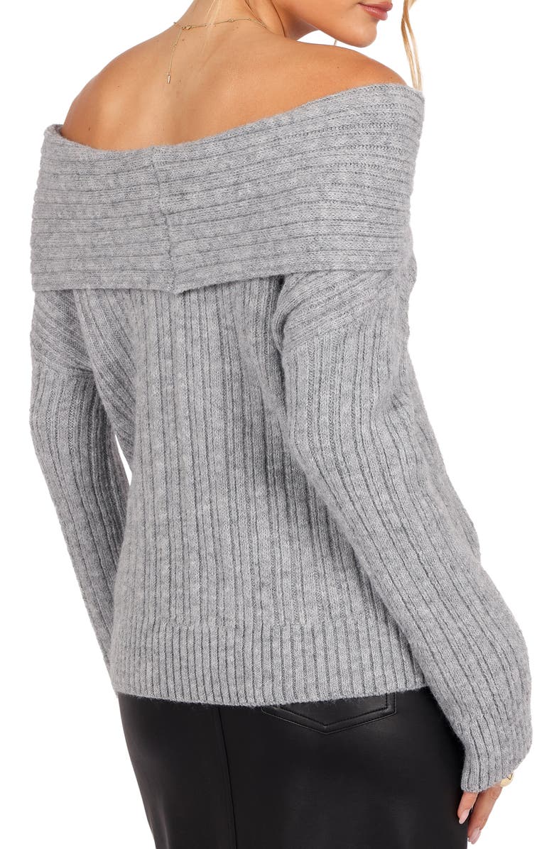 Petal & Pup Kenny Off the Shoulder Rib Sweater, Alternate, color, Light/Pastel Grey
