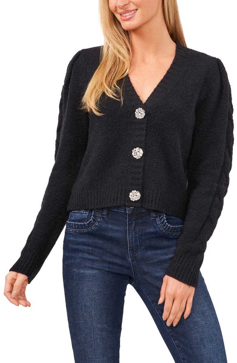 CeCe Crystal Button Cardigan, Main, color,