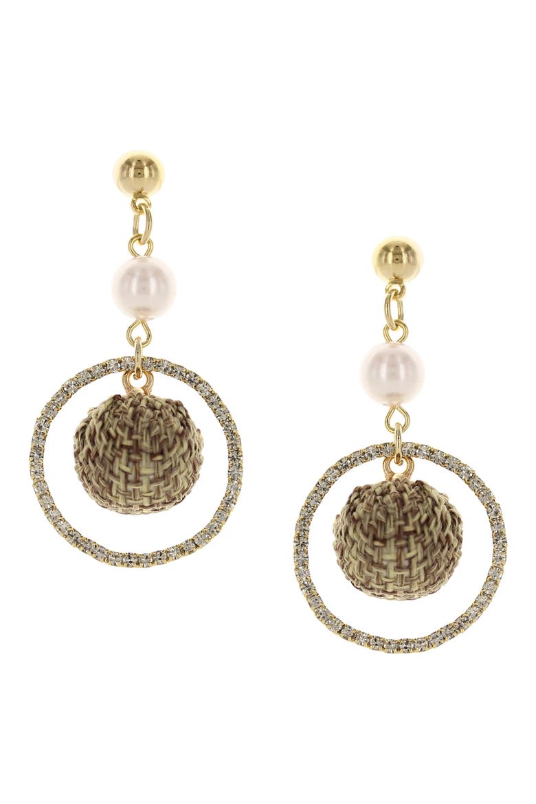 Giselle Crystal & Faux Pearl Drop Earrings, Main, color, GRAY