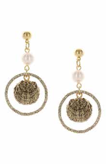 OLIVIA WELLES Giselle Crystal & Faux Pearl Drop Earrings