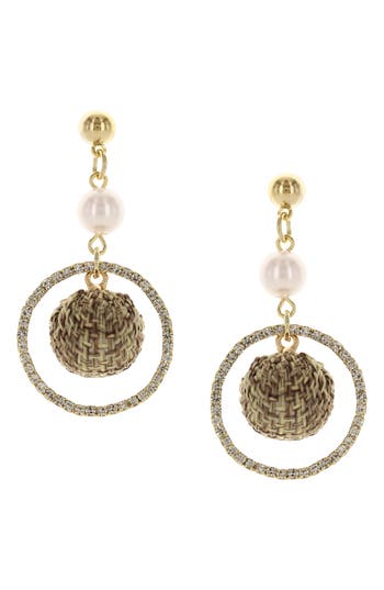 Olivia Welles Giselle Crystal & Faux Pearl Drop Earrings In Gray