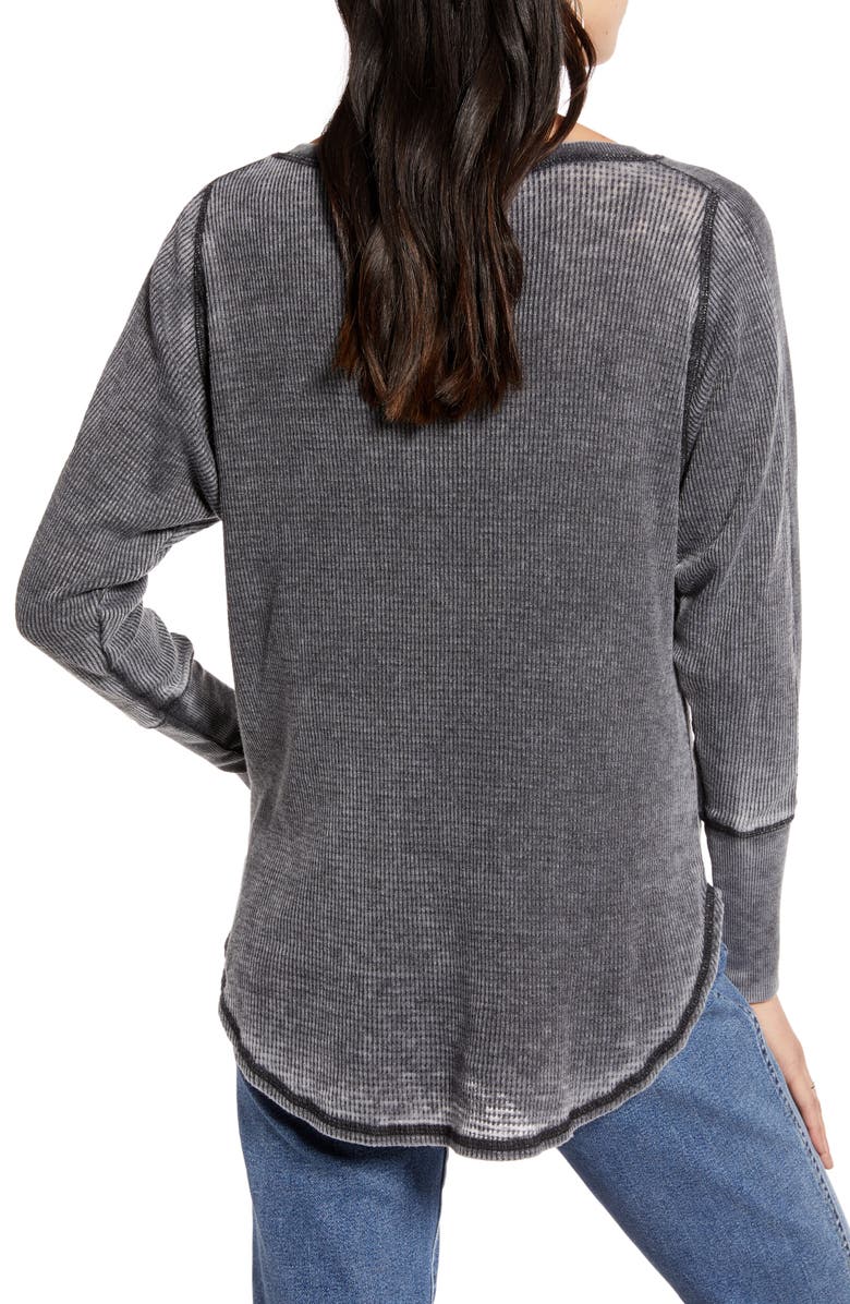 Treasure & Bond Thermal Knit Shirttail Hem Long Sleeve Tee, Alternate, color,