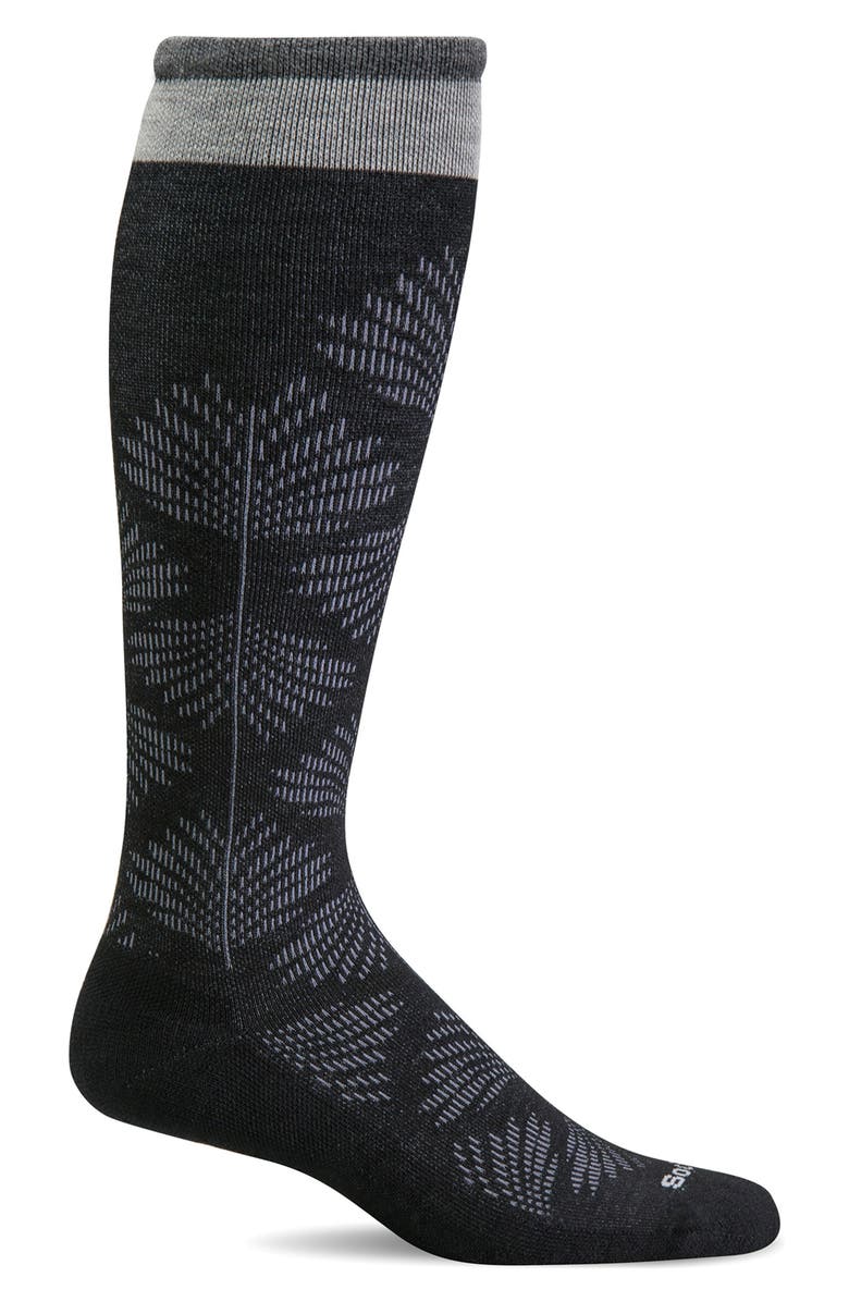SOCKWELL Full Floral Wide Calf Compression Socks, Main, color, Black