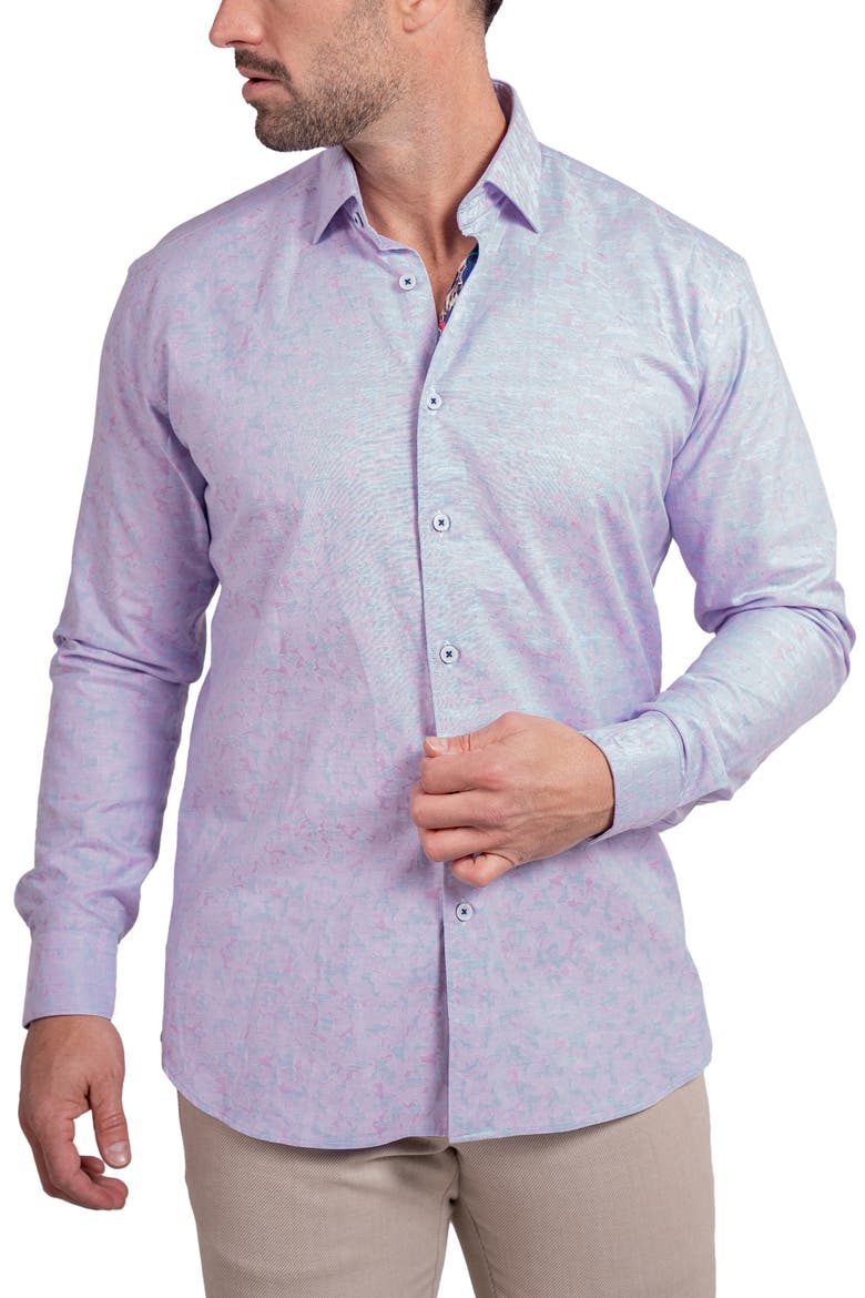 Fibonacci Ascension Contemporary Fit Button-Up Shirt, Alternate, color, PINK