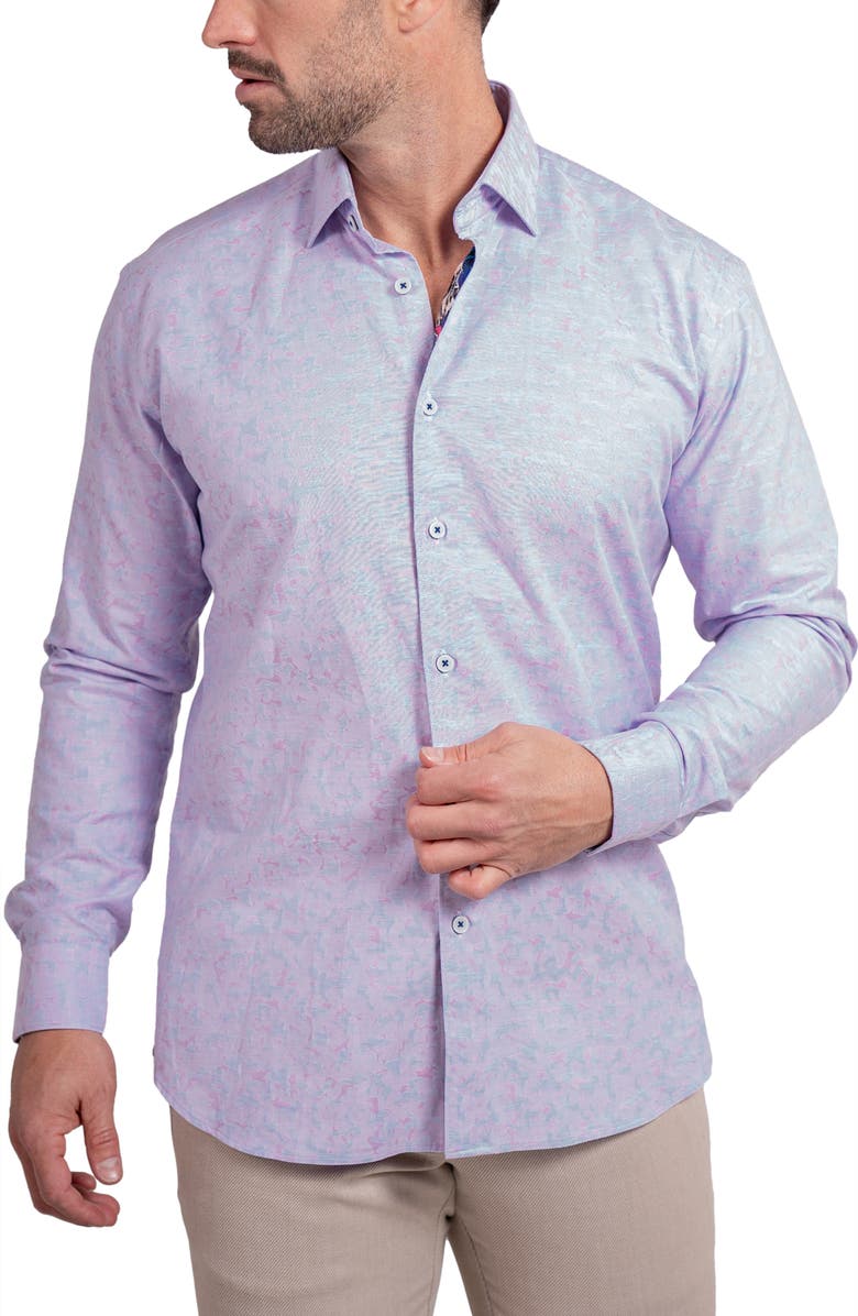 Maceoo Fibonacci Ascension Contemporary Fit Button-Up Shirt, Alternate, color, Pink