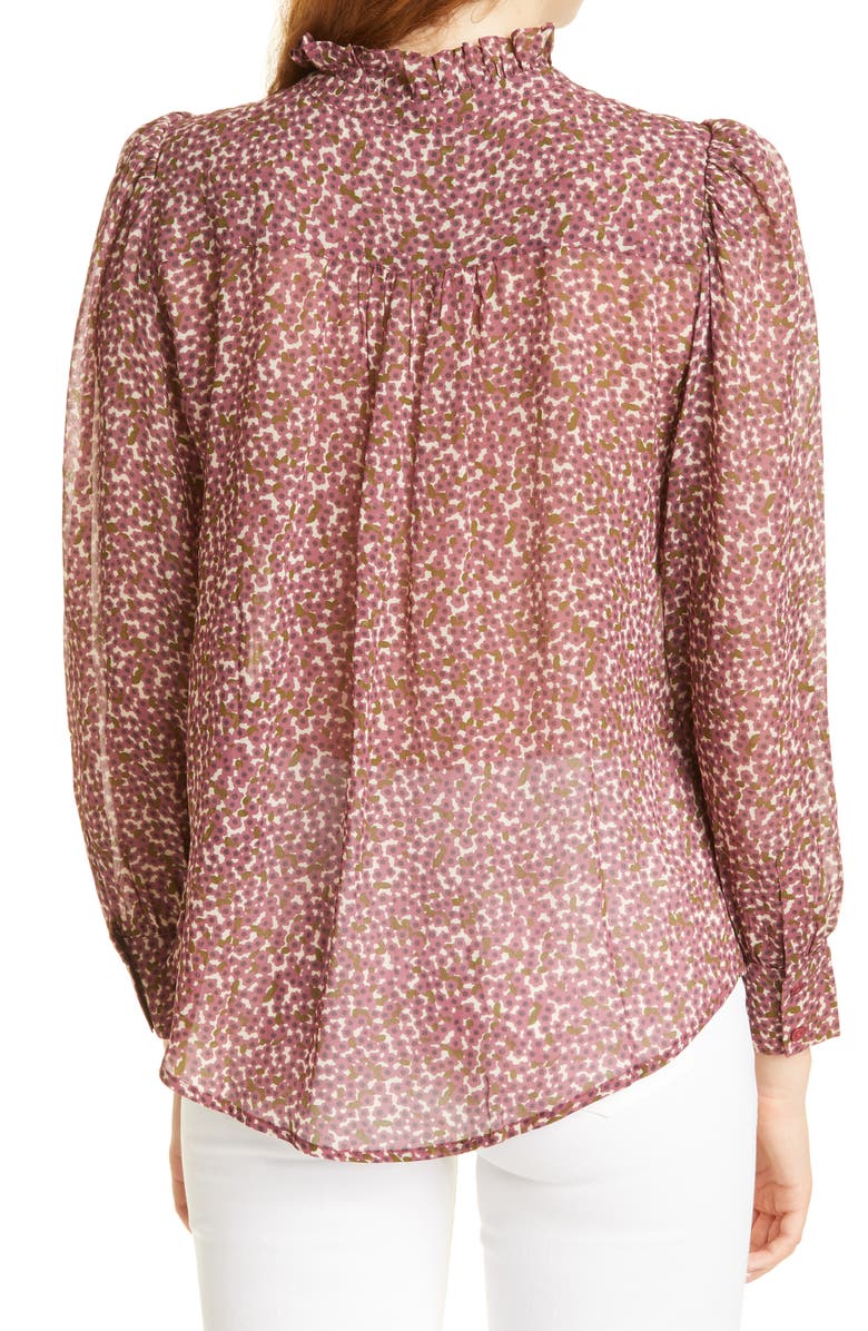 ba&sh Print Ruffle Trim Button-Up Blouse, Alternate, color, 