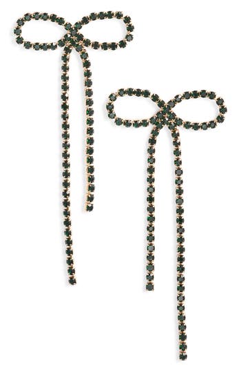 Open Edit Crystal Bow Drop Earrings In Multi