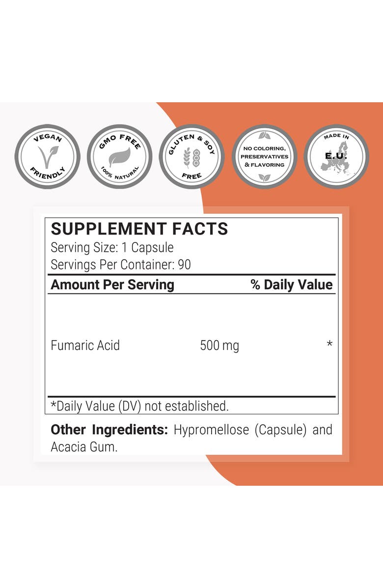 SuperSmart Fumaric Acid 500mg per Day, Alternate, color, NO COLOR