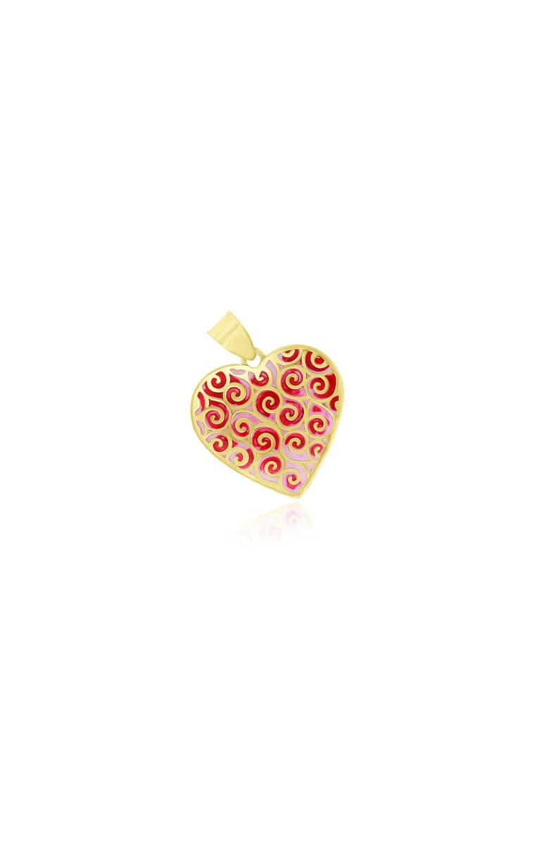 The Lovery Fine Jewelry Rose Enamel Heart Charm, Main, color, Red