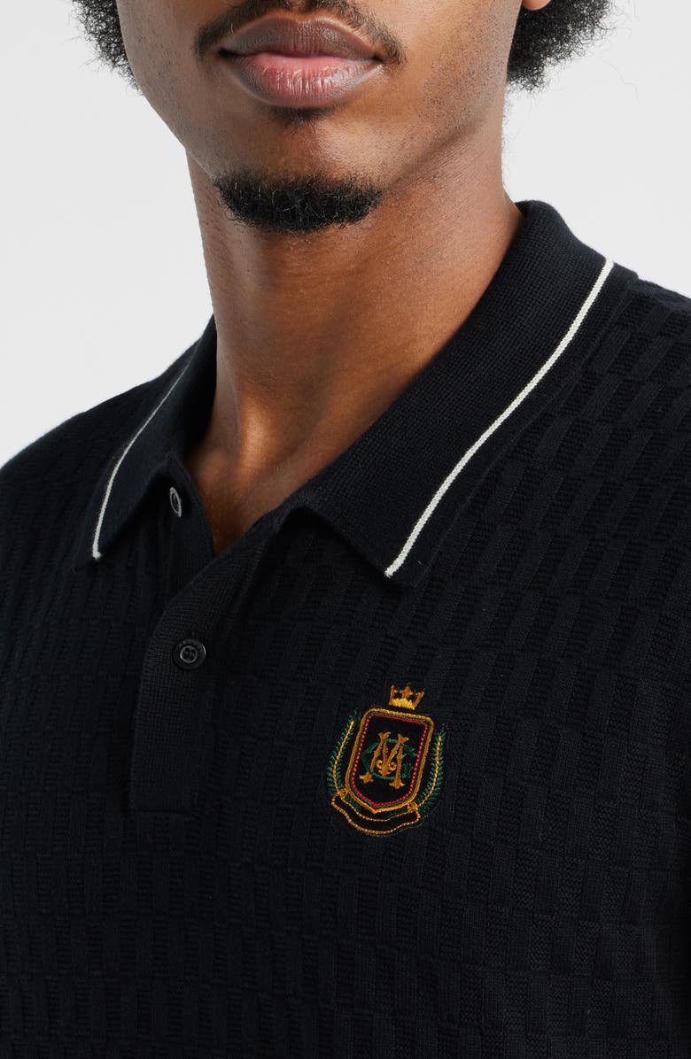 Malbon Golf Crest Embroidered Polo, Alternate, color, Black