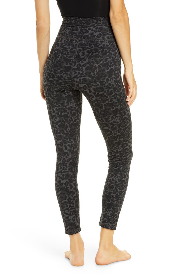 Leopard Print High Waist Leggings, Alternate, color, BLACK CHARCOAL