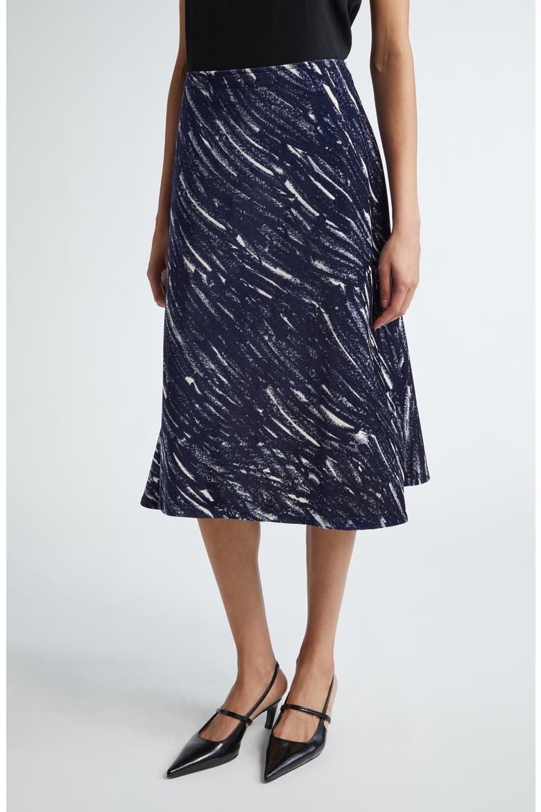 Cotton Stretch Fleece Midi Skirt, Main, color, MIDNIGHT