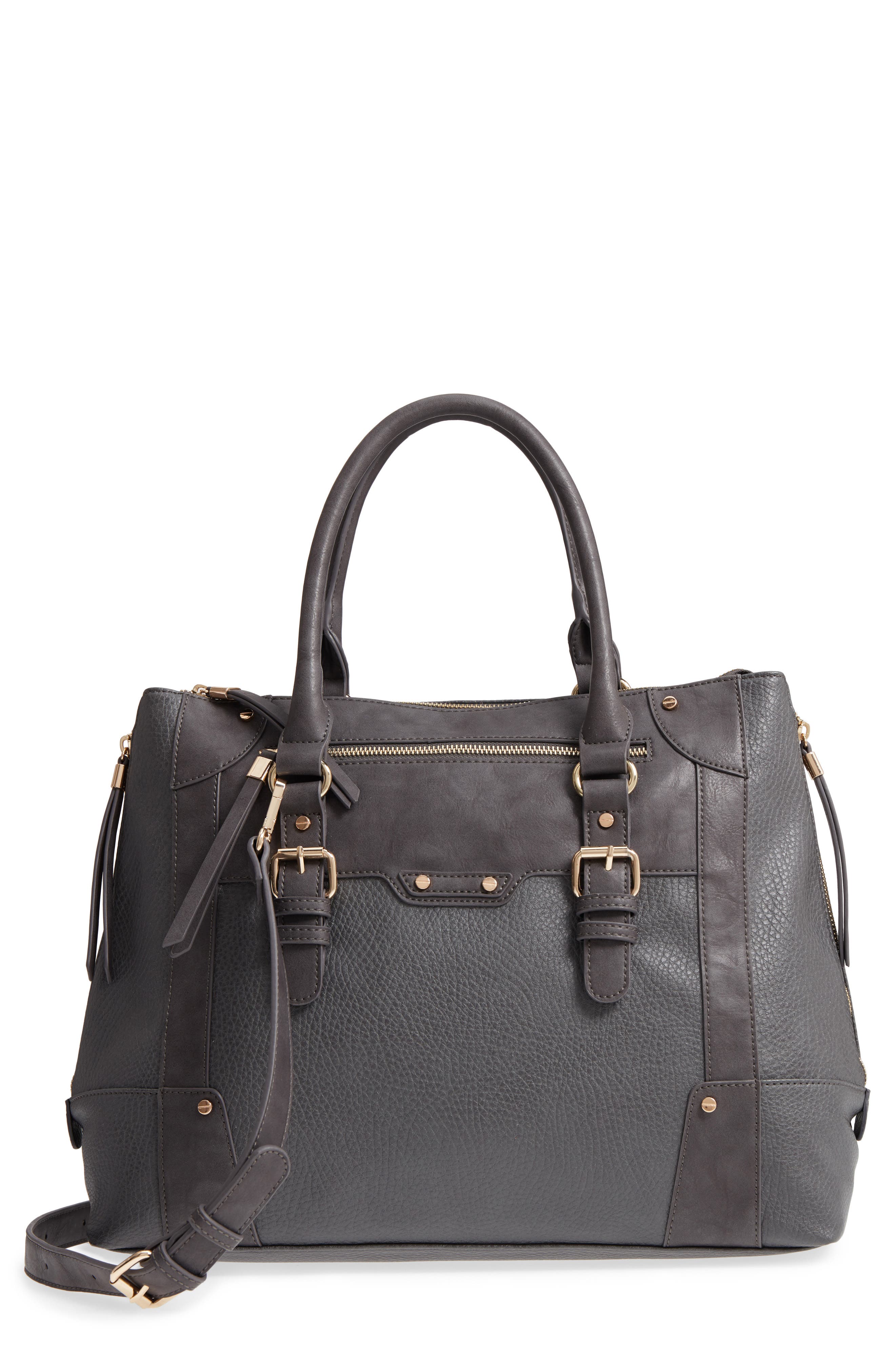 Sole Society 'Susan' Winged Faux Leather Tote, Main, color, 