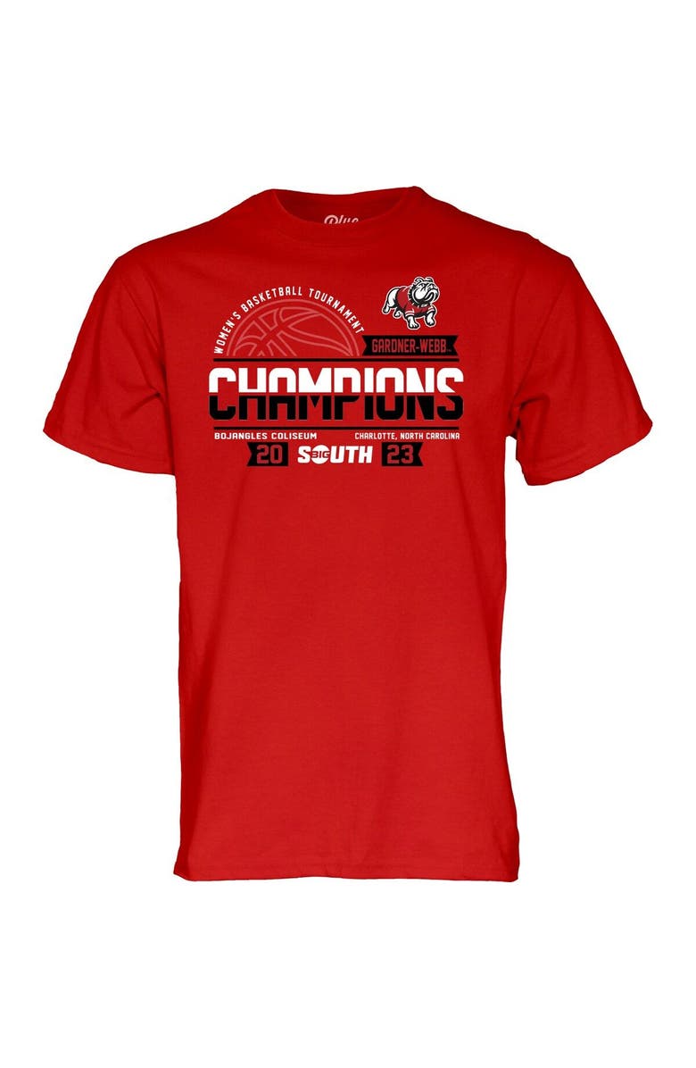 BLUE 84 Scarlet Gardner-Webb Bulldogs 2023 Big South Women's Basketball Conference Tournament Champions T-Shirt, Alternate, color,