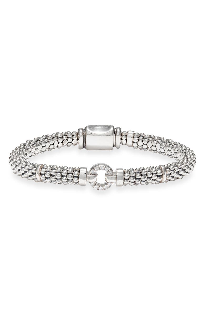 LAGOS Diamond Circle Caviar Bracelet, Main, color, Silver