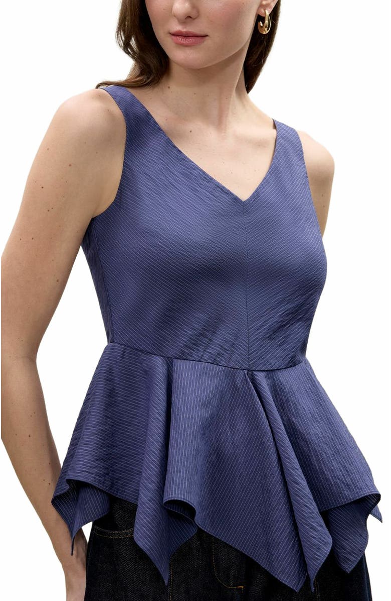 Rebecca Taylor Allegra Stripe Top, Alternate, color, Navy