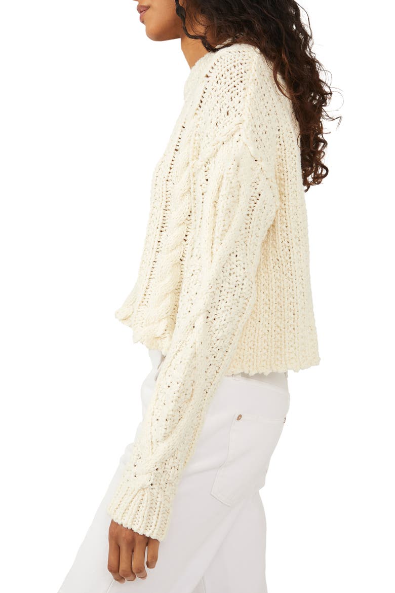 Cutting Edge Cotton Cable Sweater, Alternate, color, IVORY