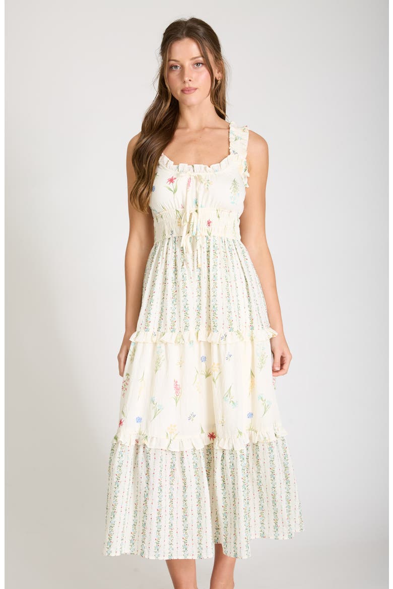 Print Sleeveless Tiered Maxi Dress, Alternate, color, IVORY MULTI